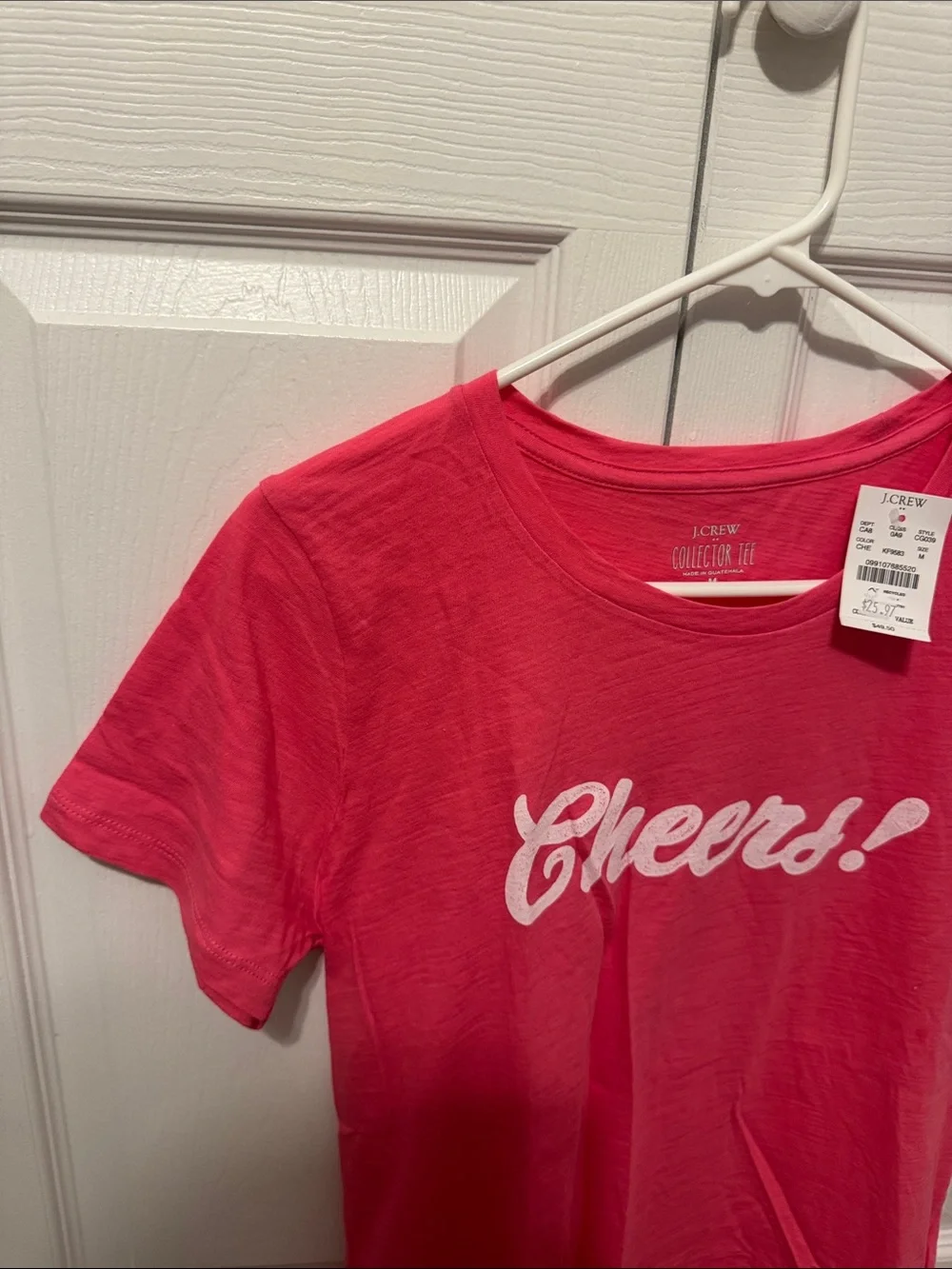 J. Crew Pink 'Cheers!' Graphic Short Sleeve Tee